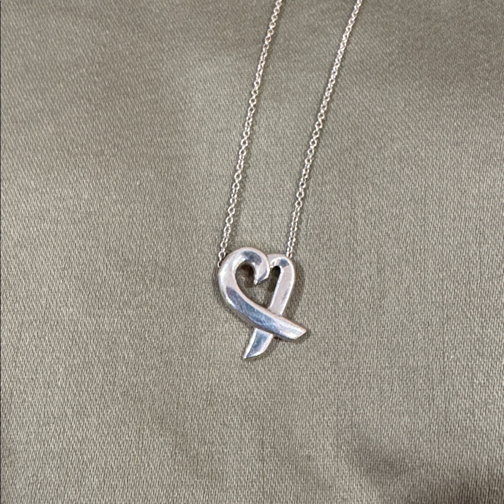 Tiffany & Co. Silver Paloma Picasso Loving Heart Necklace -#2 - Picture 6 of 9
